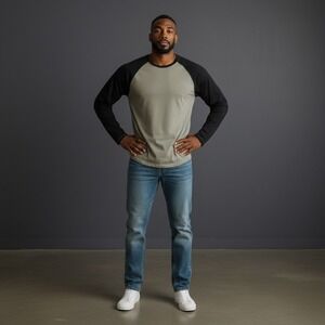 Forge FR Flame Resistant Workwear Long Sleeve‎ Baseball T Shirt XXL Grey Black